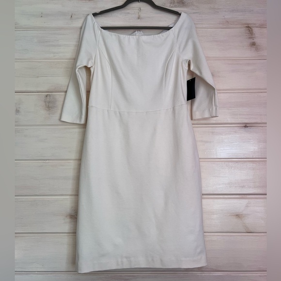 Boston Proper Dresses & Skirts - Boston Proper Ivory Knit Off The Shoulder 3/4 Sleeve Dress Size Medium Cruise